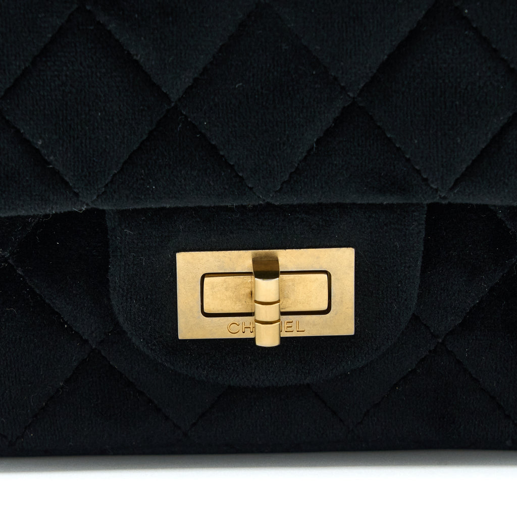 CHANEL SMALL 2.55 REISSUE FLAP BAG VELVET BLACK GHW