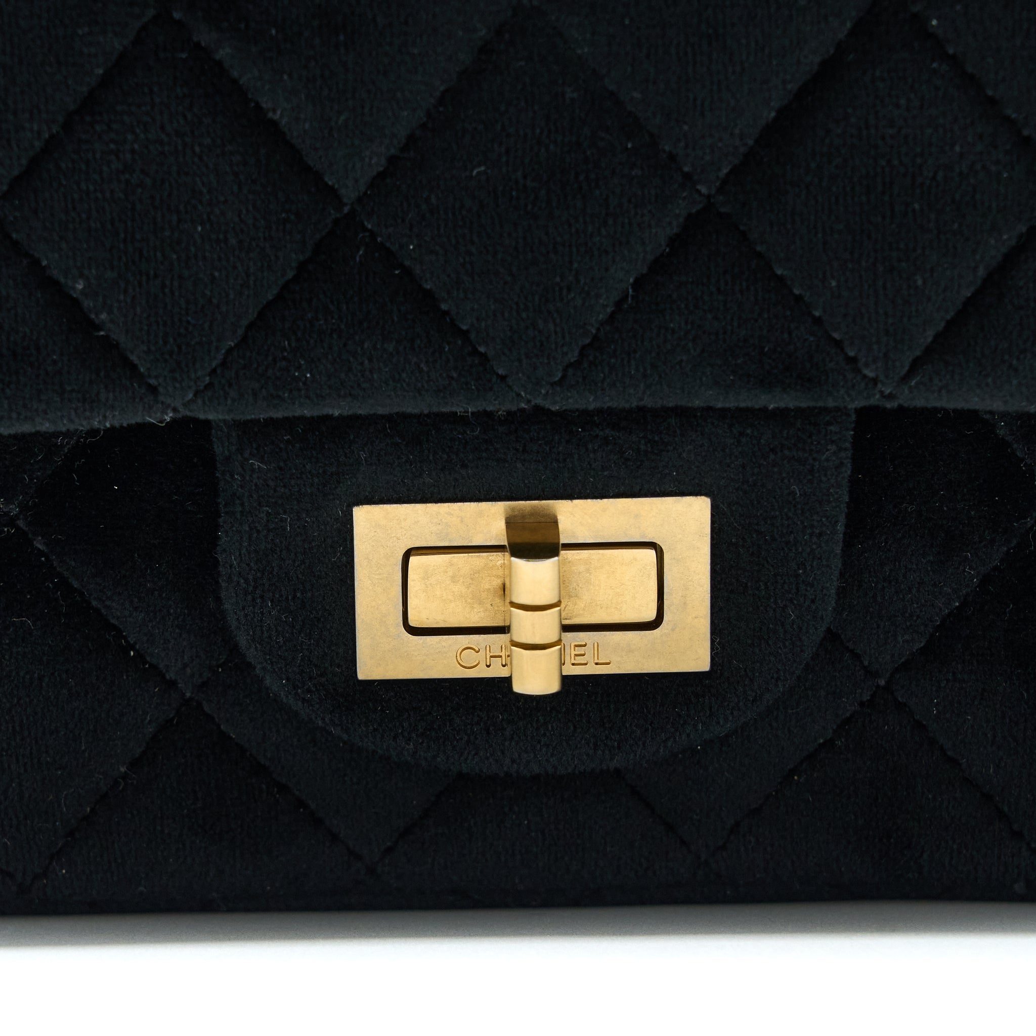 CHANEL SMALL 2.55 REISSUE FLAP BAG VELVET BLACK GHW
