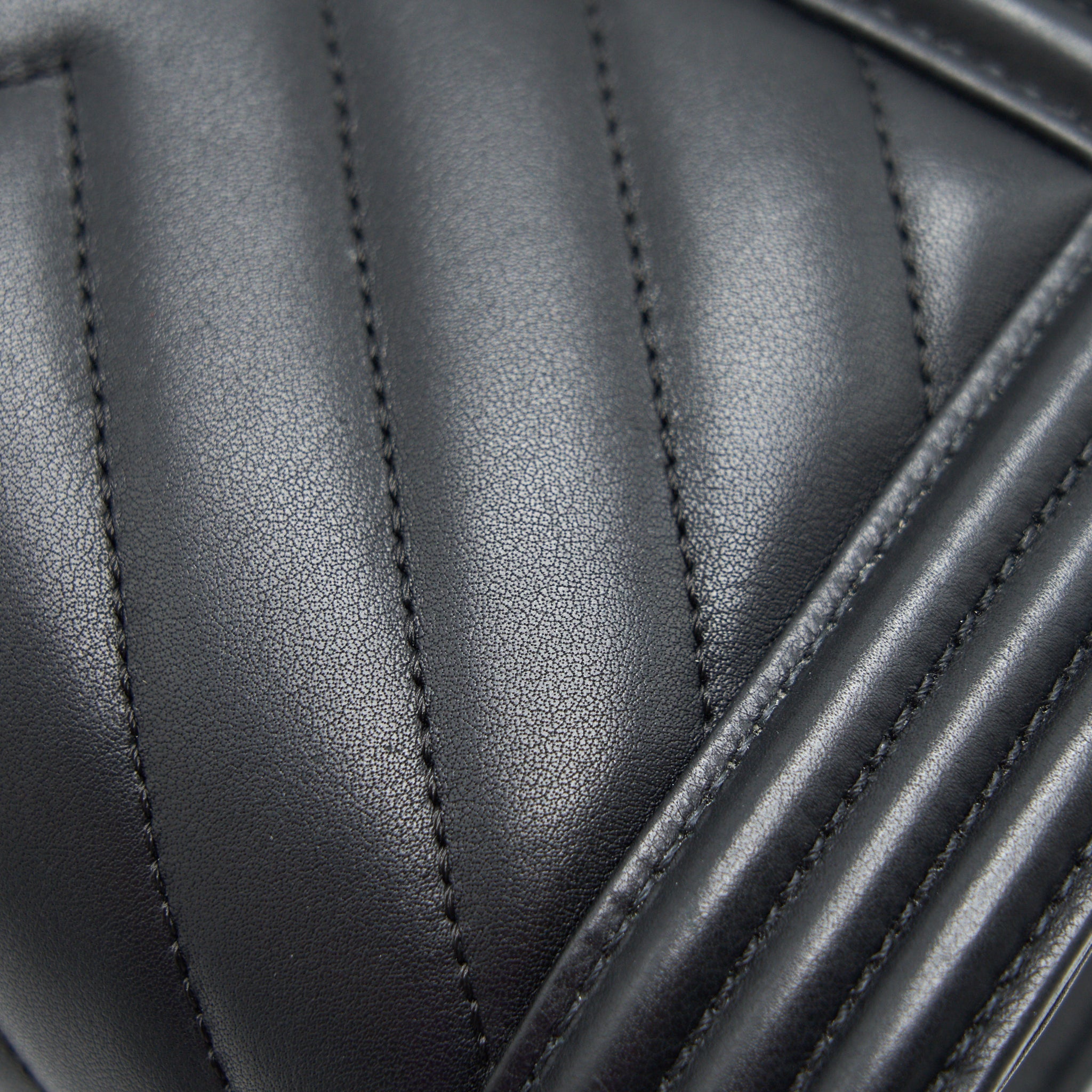 CHANEL SMALL CHEVRON LEBOY BAG CALFSKIN BLACK WITH SHW