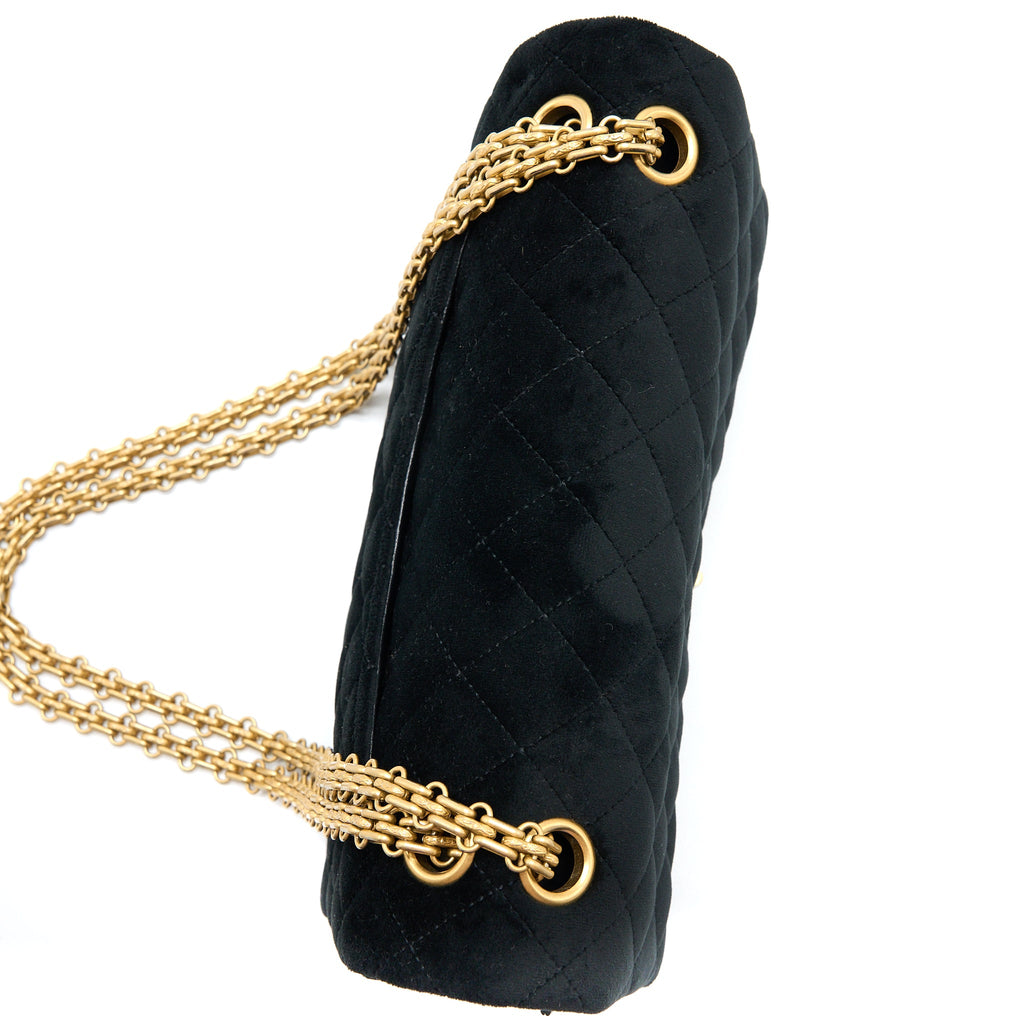 CHANEL SMALL 2.55 REISSUE FLAP BAG VELVET BLACK GHW