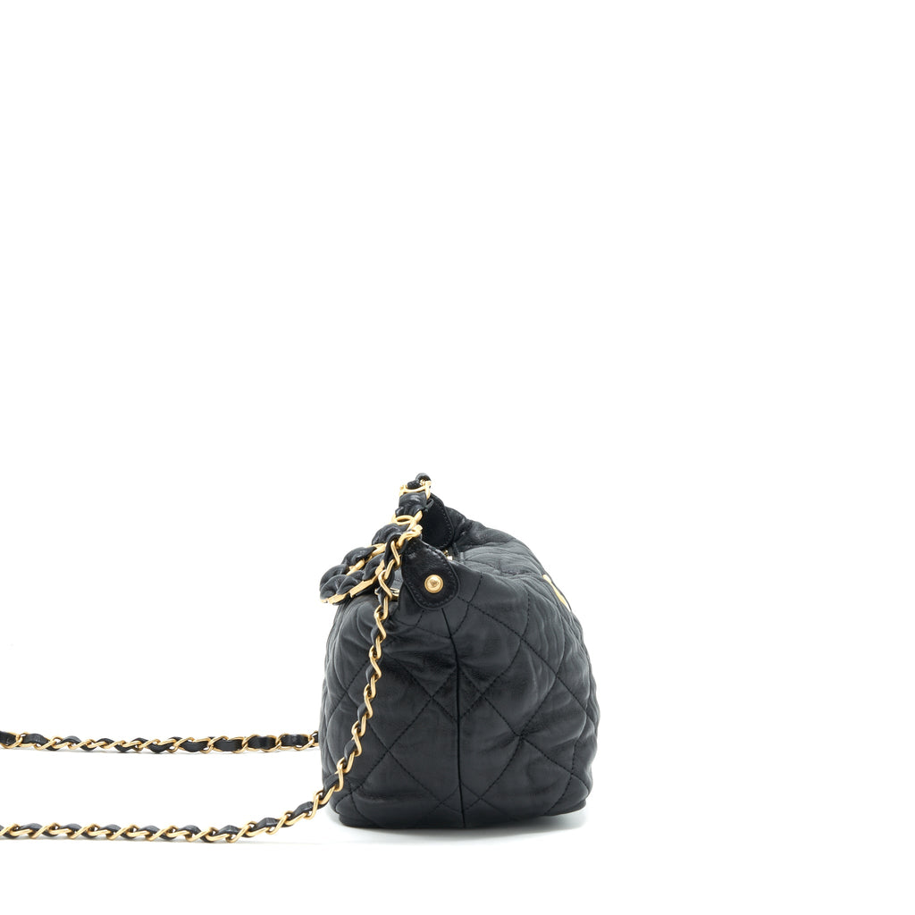 CHANEL HOBO CROSSBODY BAG LAMBSKIN BLACK GHW