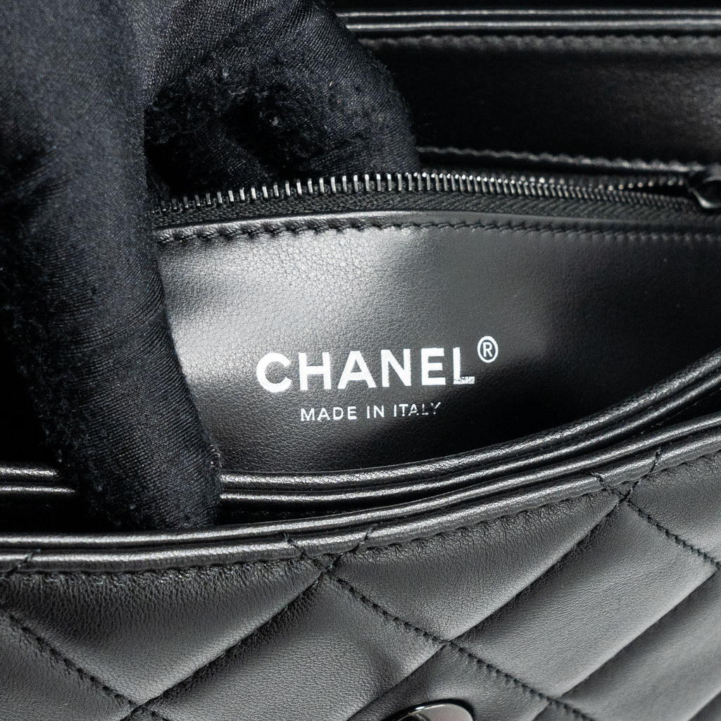CHANEL SMALL TRENDY CC FLAP BAG LAMBSKIN SO BLACK(MICROCHIP)