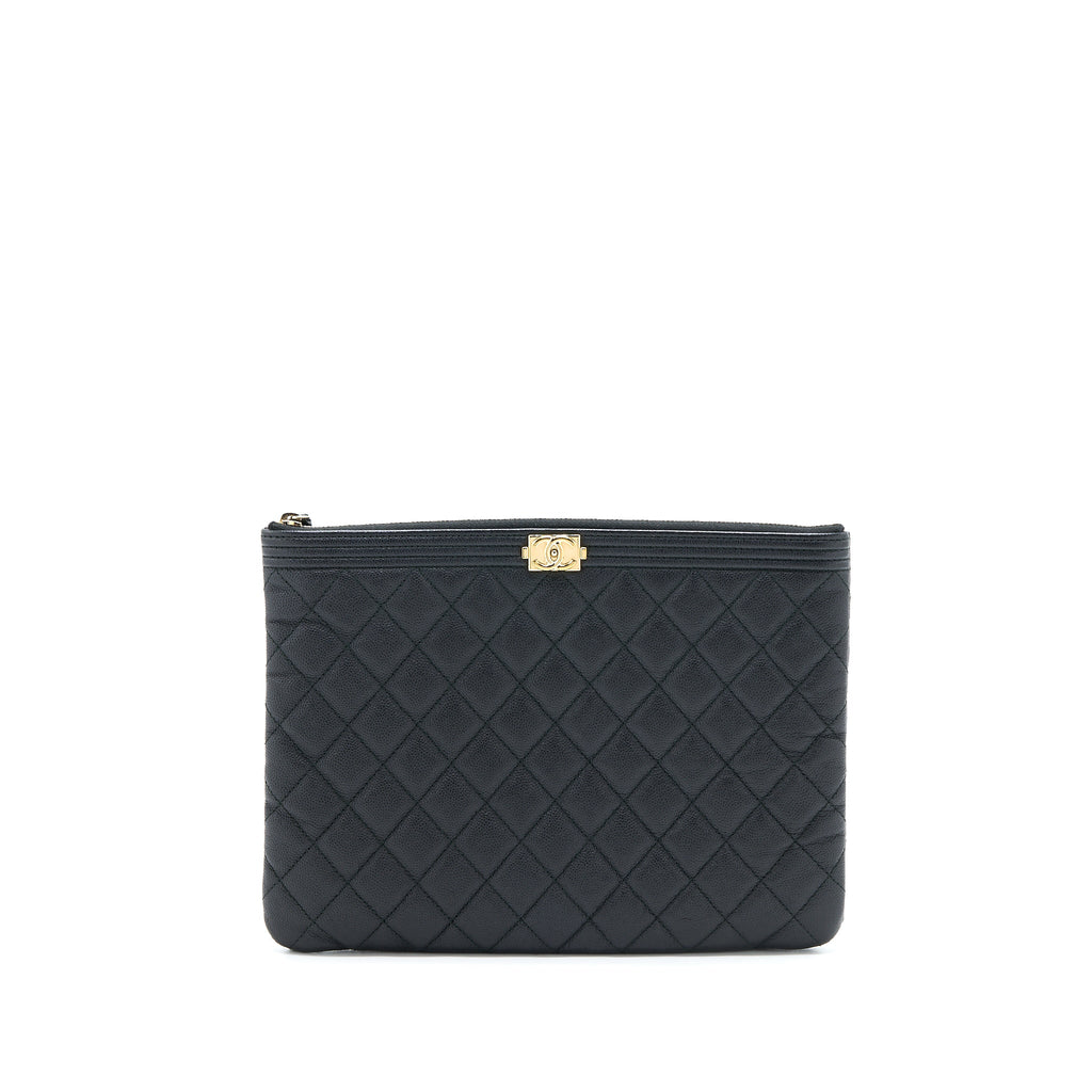 CHANEL BOY CLUTCH CAVIAR BLACK GHW