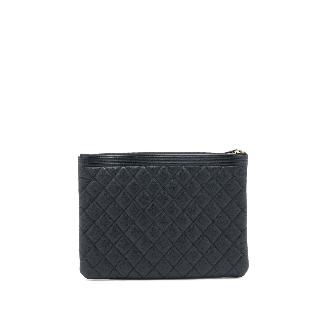 CHANEL BOY CLUTCH CAVIAR BLACK GHW