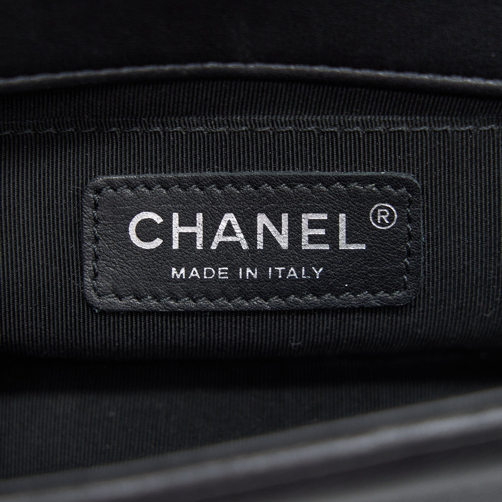 CHANEL SMALL CHEVRON LEBOY BAG CALFSKIN BLACK WITH SHW