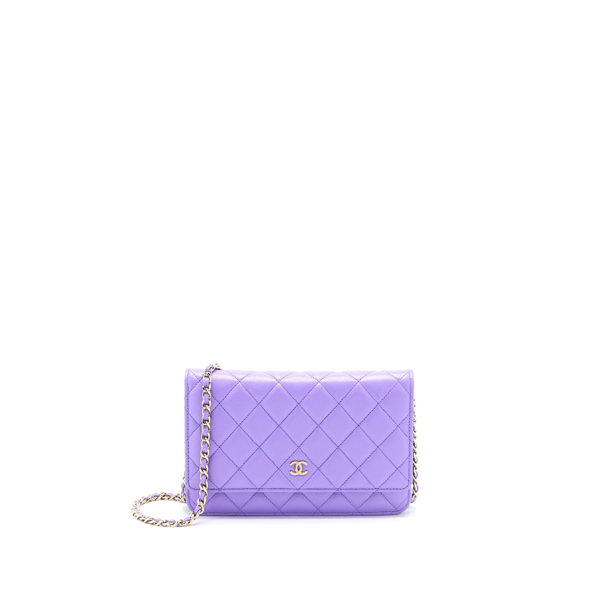 CHANEL CLASSIC WALLET ON CHAIN CAVIAR PURPLE LGHW