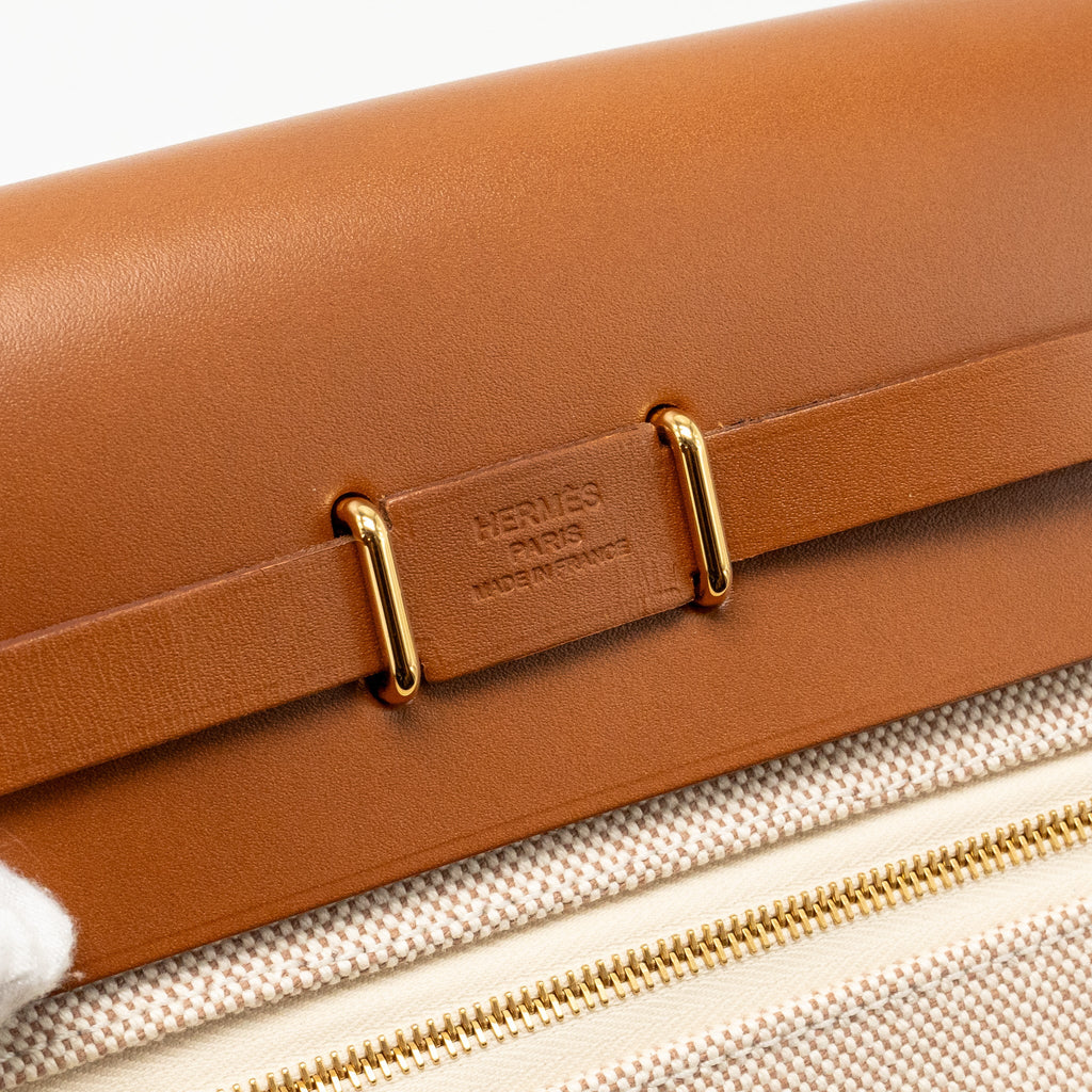HERMES HERBAG MINI CANVAS/HUNTER ECRU-BEIGE/FAUVE GHW