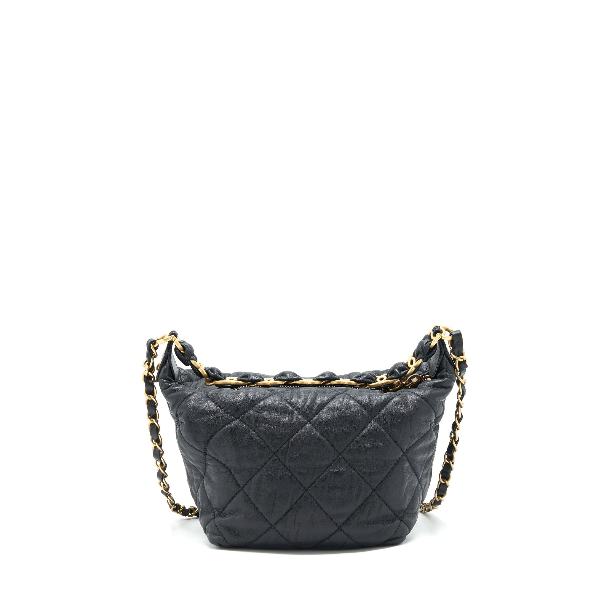 CHANEL HOBO CROSSBODY BAG LAMBSKIN BLACK GHW