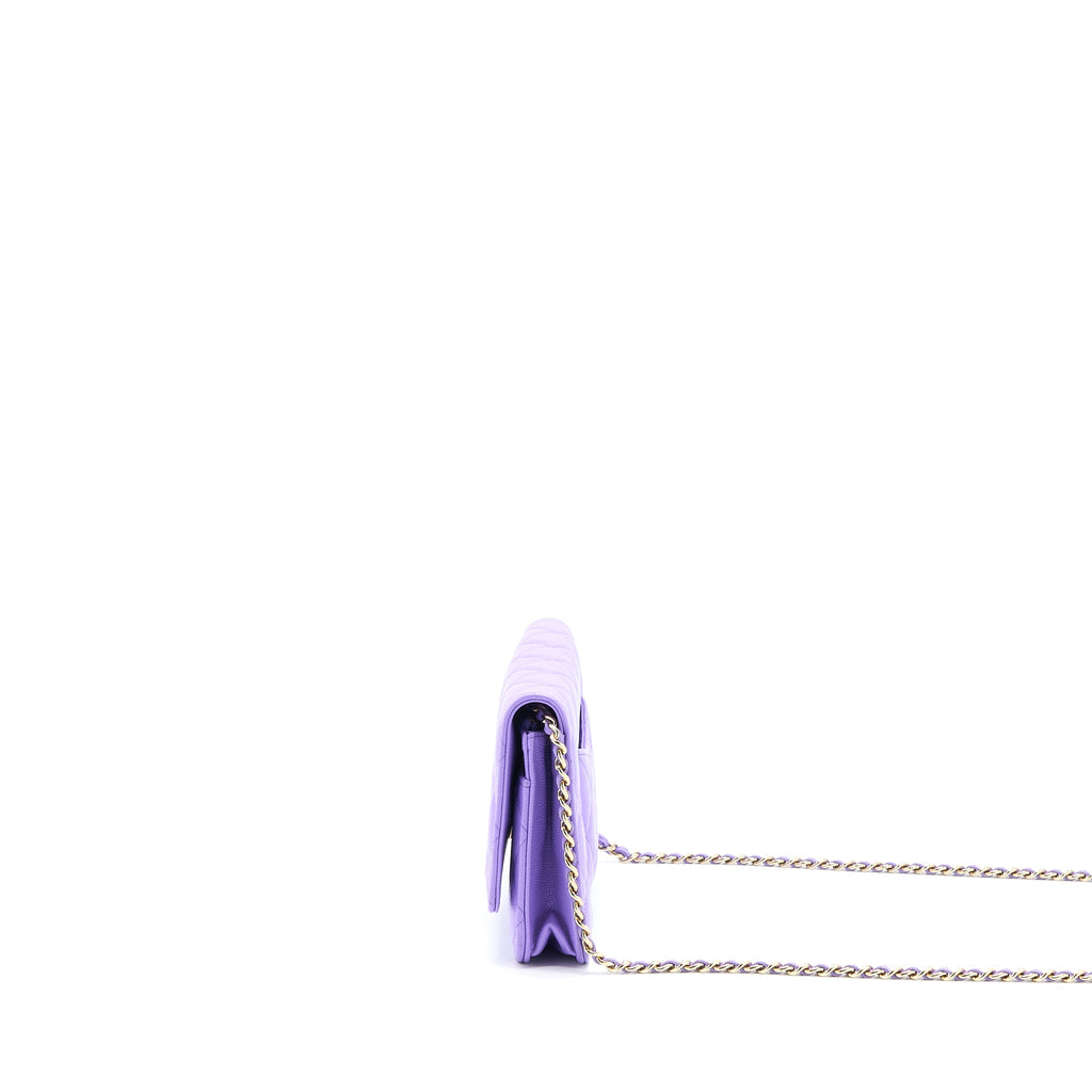 CHANEL CLASSIC WALLET ON CHAIN CAVIAR PURPLE LGHW