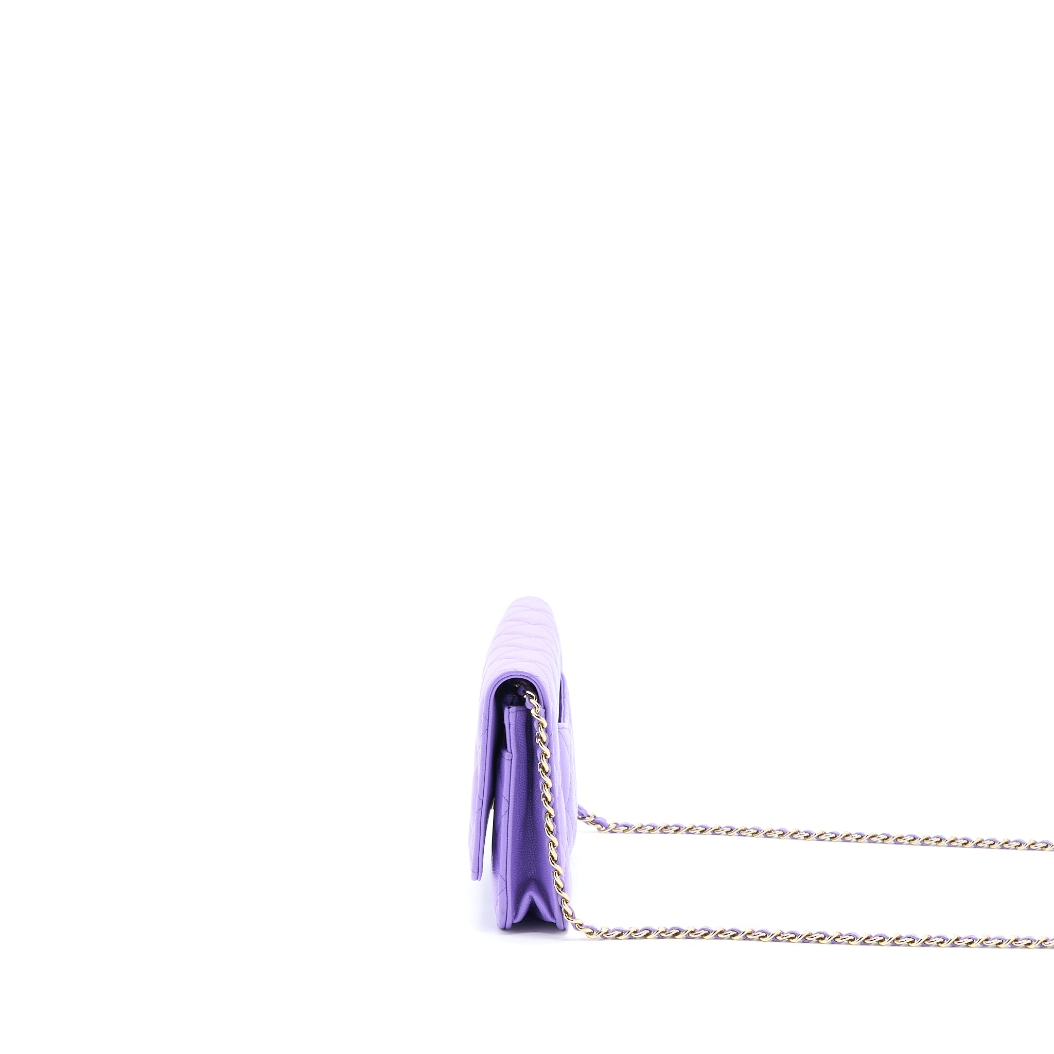 CHANEL CLASSIC WALLET ON CHAIN CAVIAR PURPLE LGHW