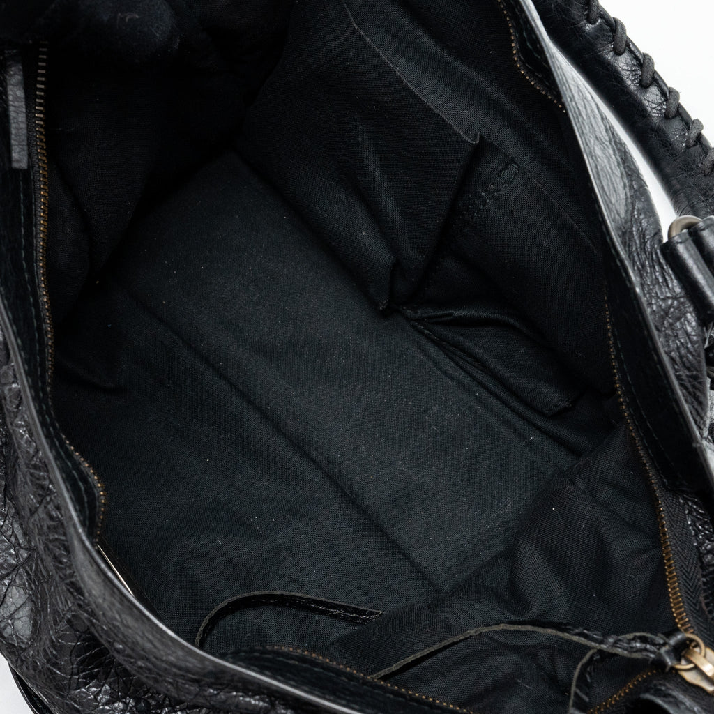 BALENCIAGA CLASSIC CITY BAG LEATHER BLACK RUTHENIUM GOLD HARDWARE