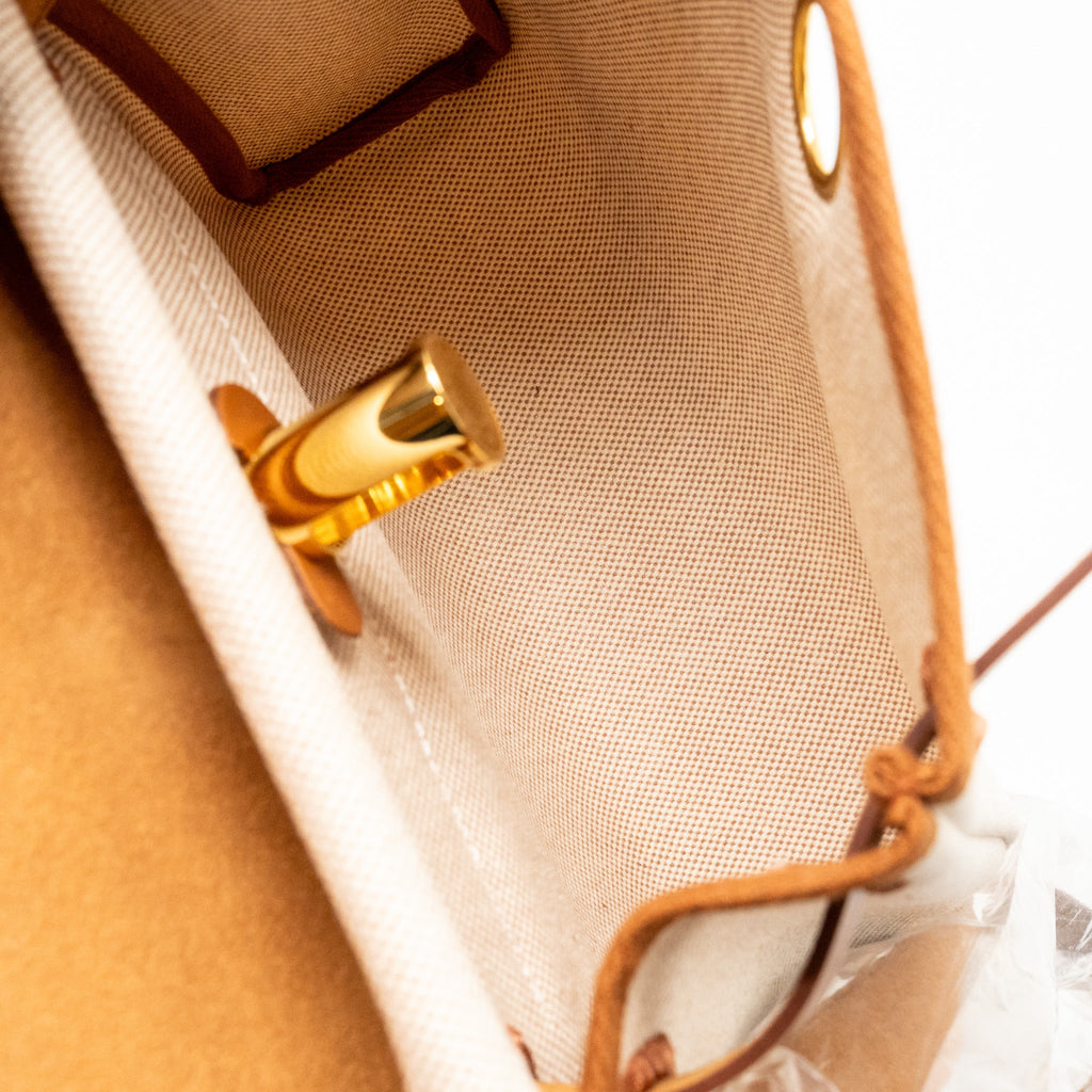 HERMES HERBAG MINI CANVAS/HUNTER ECRU-BEIGE/FAUVE GHW