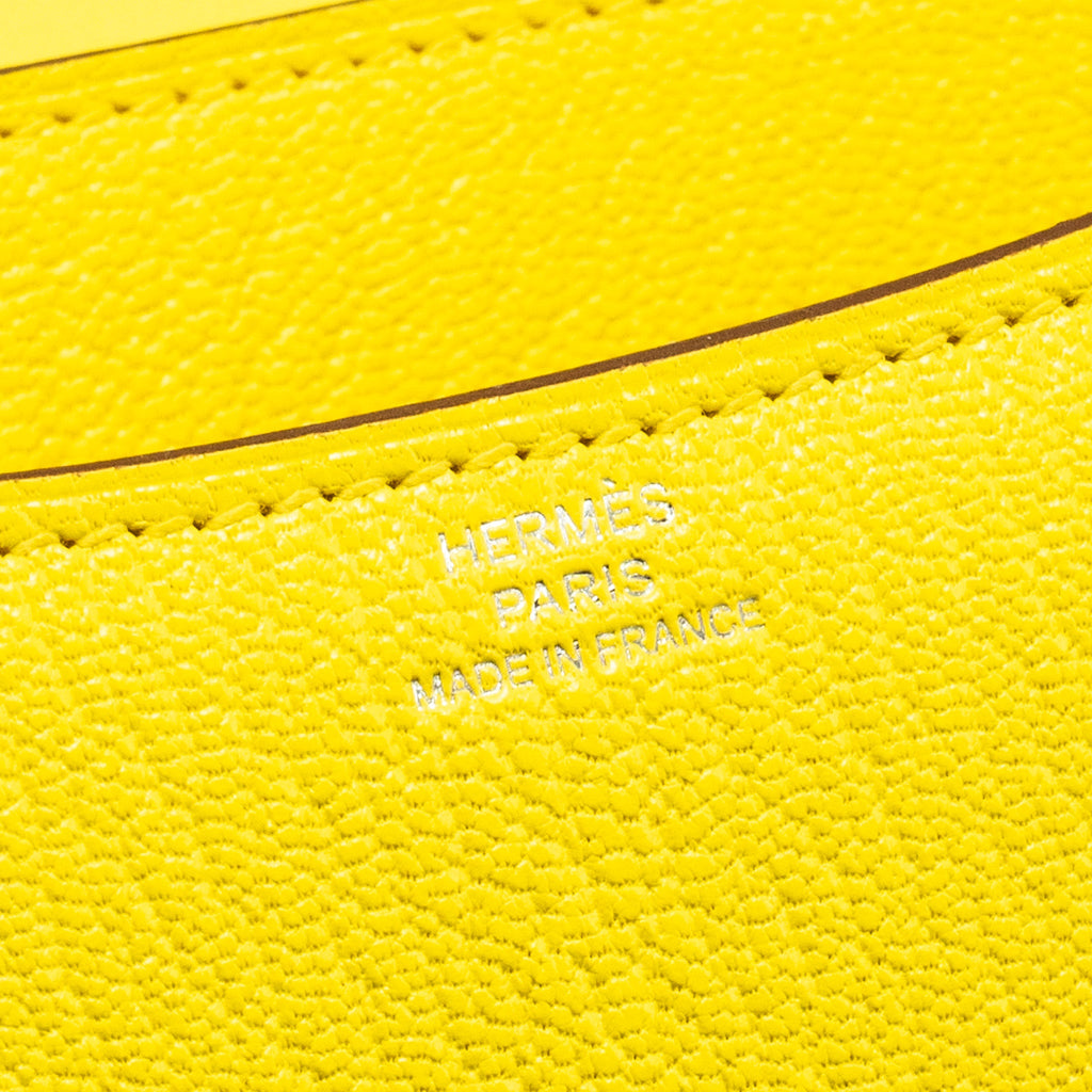 HERMES MINI CONSTANCE CHEVRE MYSORE JAUNE CITRON SHW