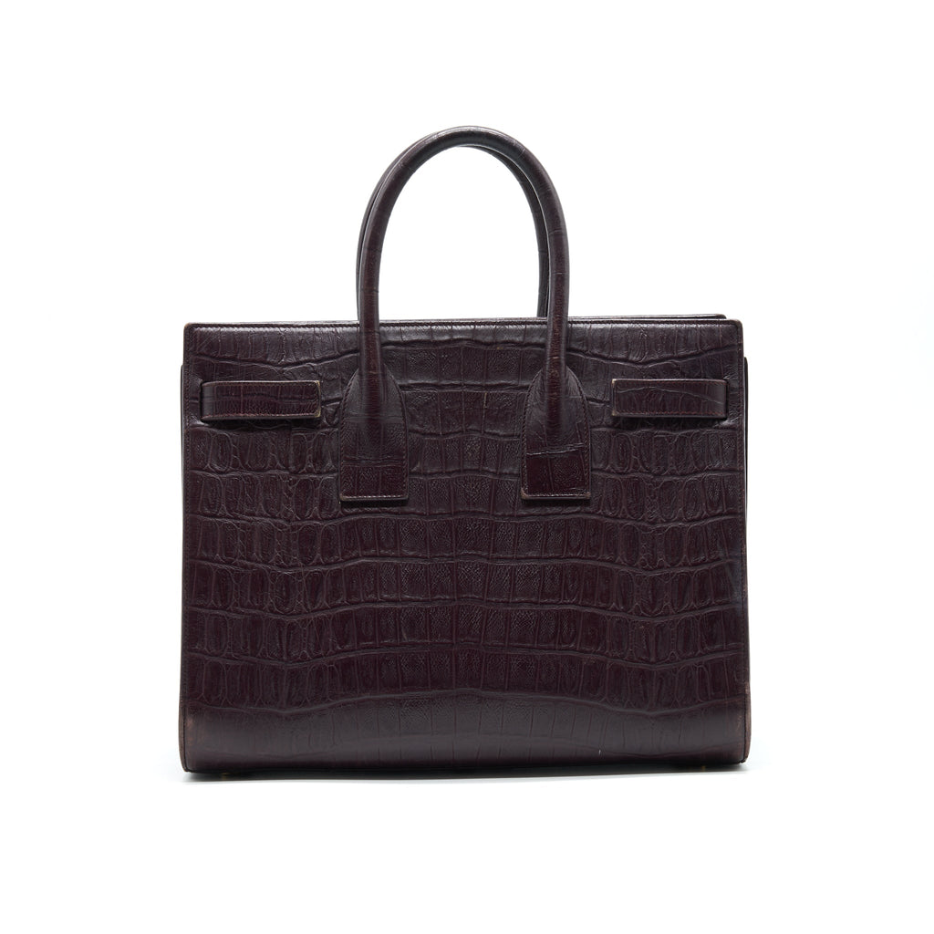 SAINT LAURENT/ YSL CLASSIC SAC DE JOUR IN CROCODILE EMBOSSED BURGUNDY
