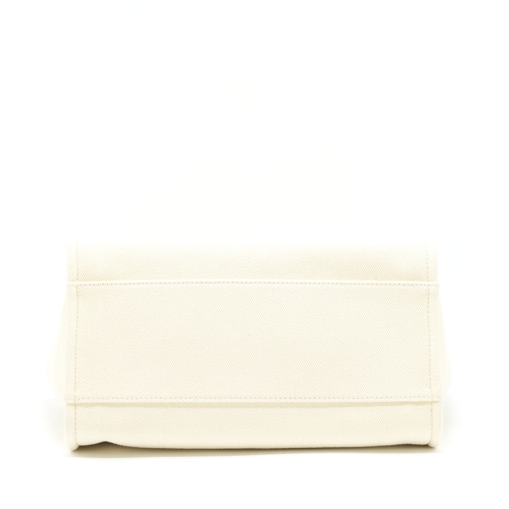 CHANEL DEAUVILLE TOTE BAG CANVAS LIGHT BEIGE LGHW