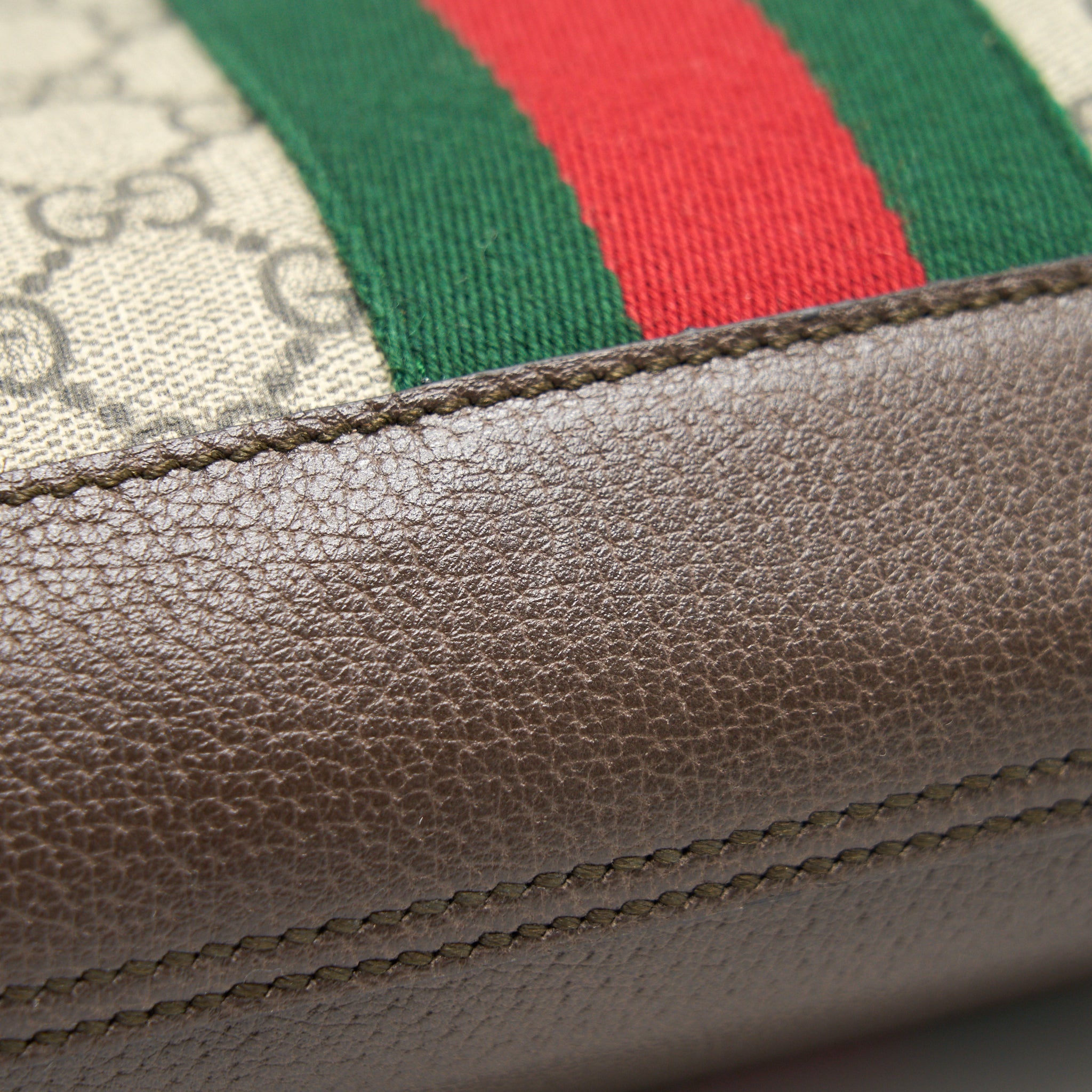 GUCCI OPHIDIA GG LEATHER TRIMMED PRINTED COATED CANVAS TOTE