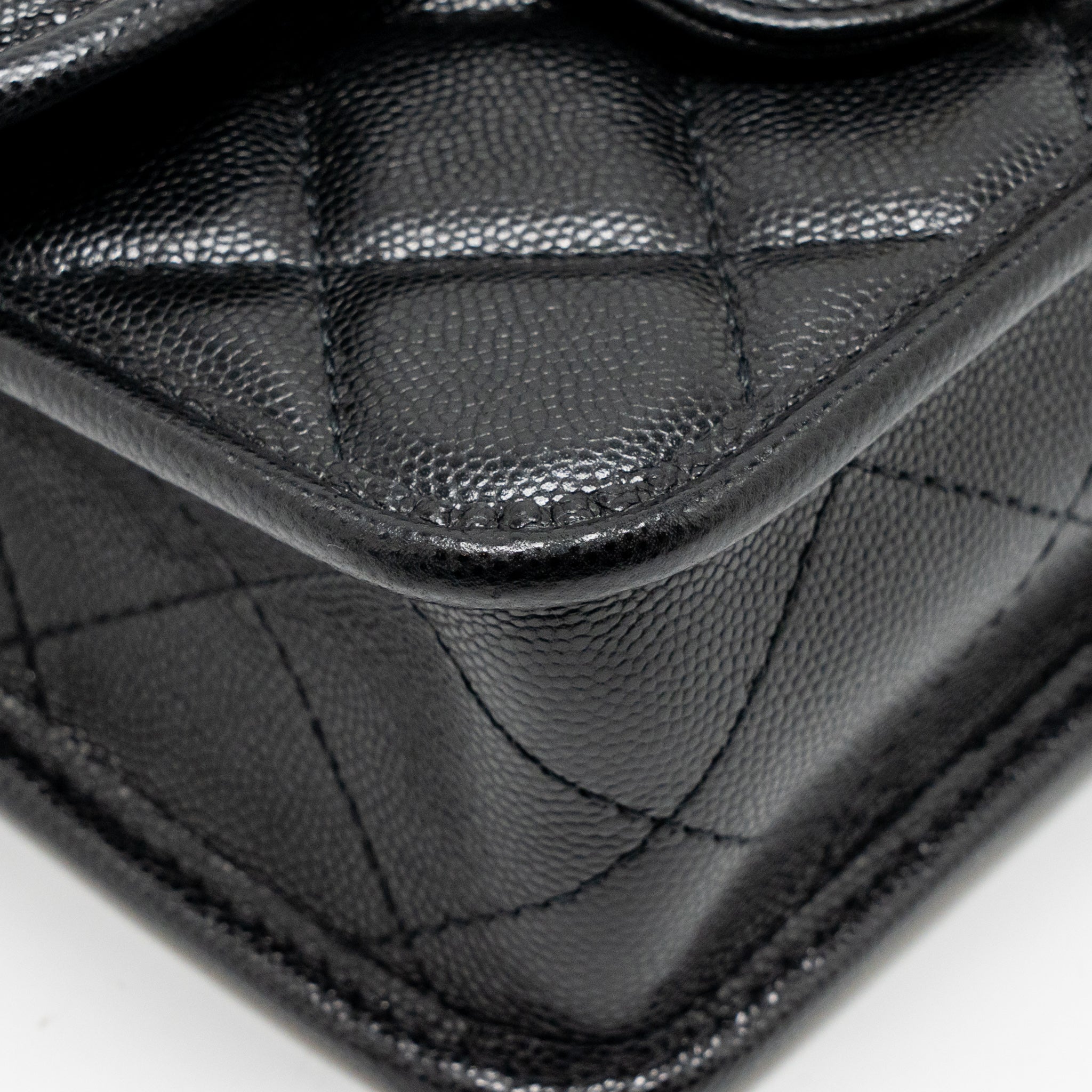 CHANEL 22K MINI FLAP BAG WITH TOP HANDLE CAVIAR BLACK GHW (MICROCHIP)