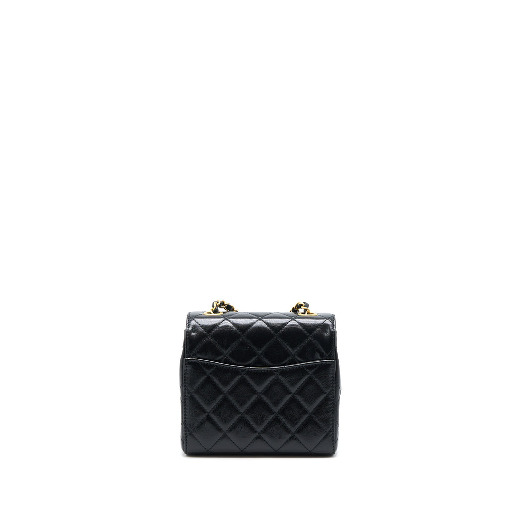CHANEL 22K RETRO CLASSIC NEW MINI SQUARE FLAP BAG GOATSKIN BLACK GHW(MICROCHIP)