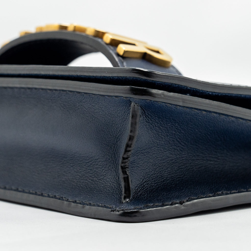 DIOR MINI J’ADIOR CHAIN FLAP BAG CALFSKIN NAVY BLUE GHW