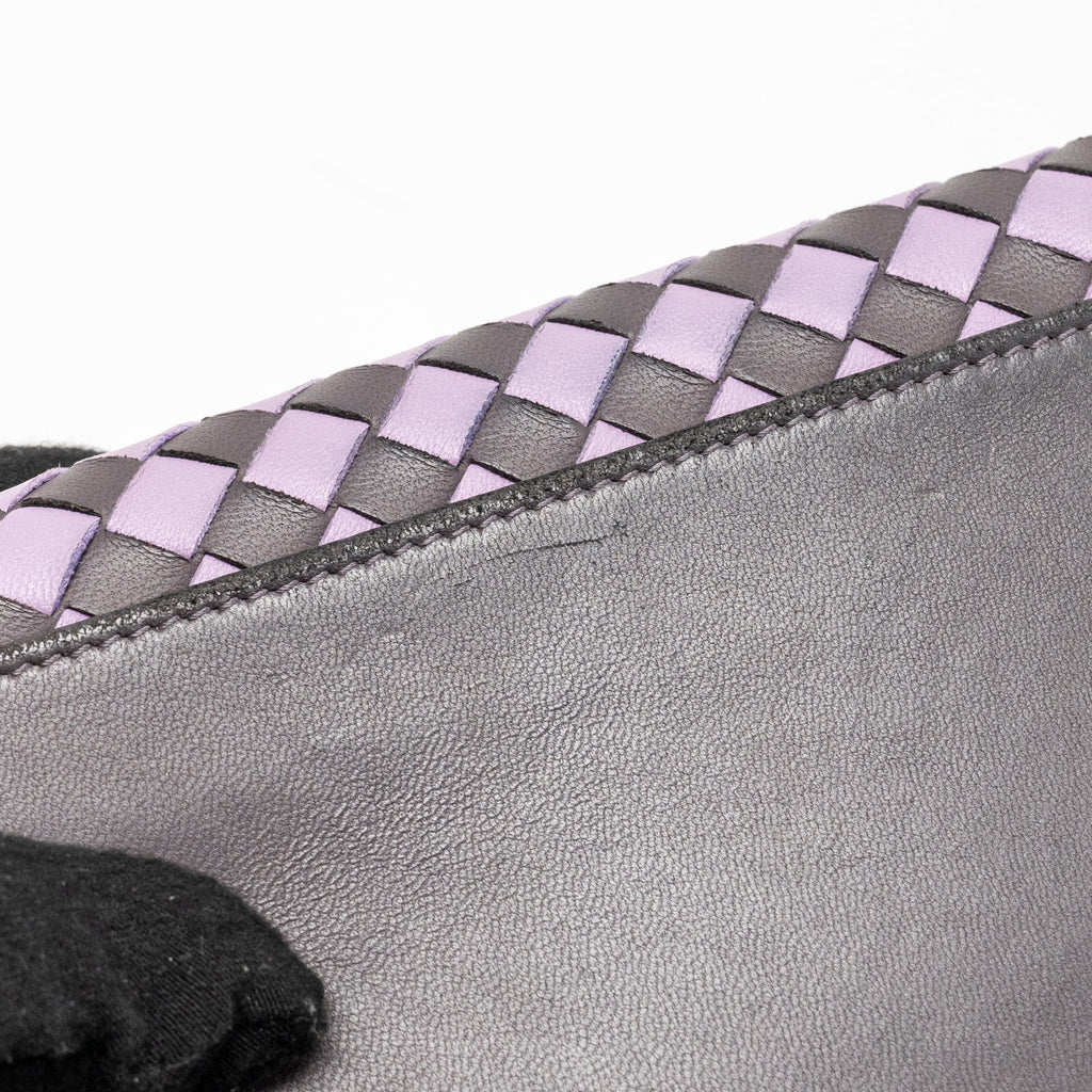 BOTTEGA VENETA INTRECCIATO WALLET ON CHAIN LEATHER PURPLE/GREY GHW