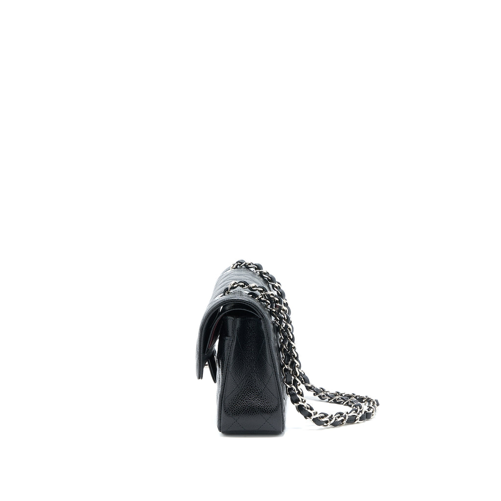 CHANEL SMALL CLASSIC FLAP BAG CAVIAR BLACK SHW
