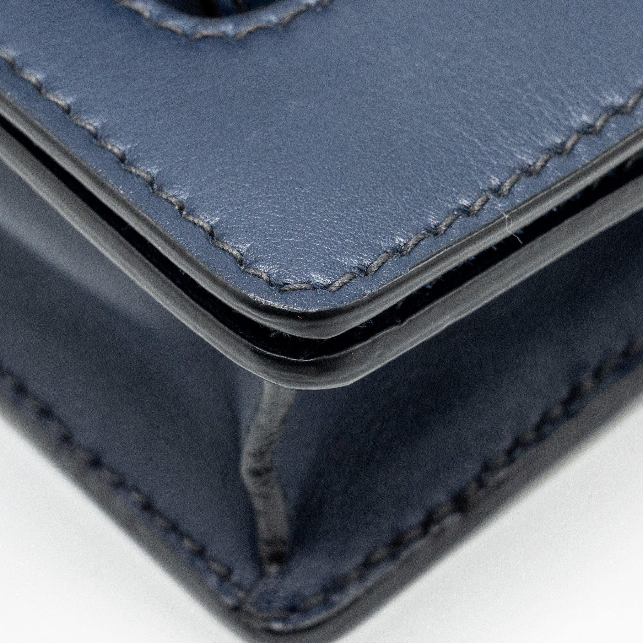 DIOR MINI J’ADIOR CHAIN FLAP BAG CALFSKIN NAVY BLUE GHW
