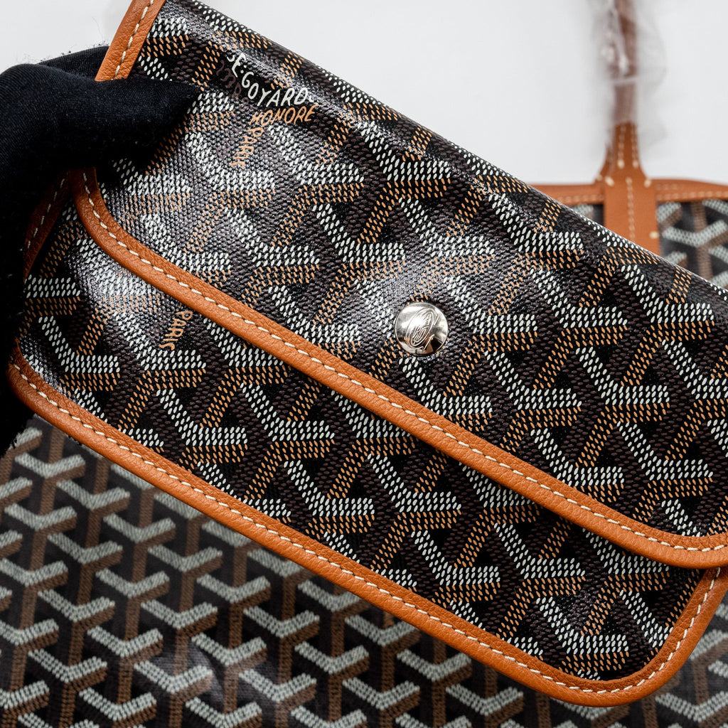 GOYARD SAINT LOUIS GM TOTE BAG CANVAS/ LEATHER BLACK/ TAN SHW