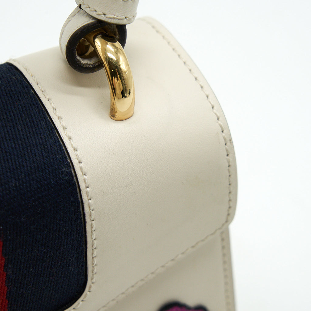 GUCCI SYLVIE EMBROIDERED MINI BAG WHITE