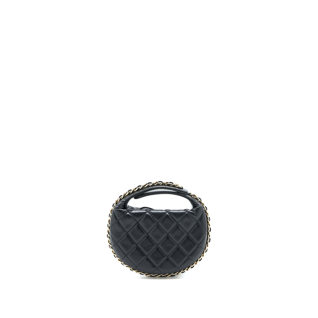 CHANEL 23C ROUND CLUTCH LAMBSKIN BLACK LGHW (MICROCHIP)