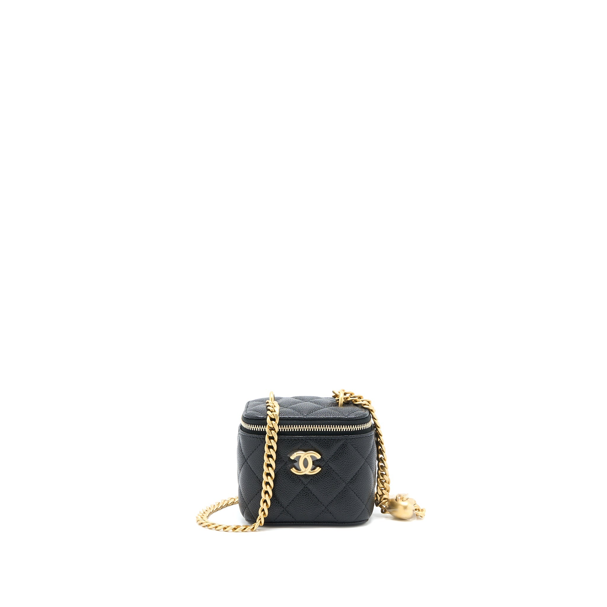 CHANEL 23P COCO LOVE MINI VANITY CASE CAVIAR BLACK GHW (MICROCHIP)