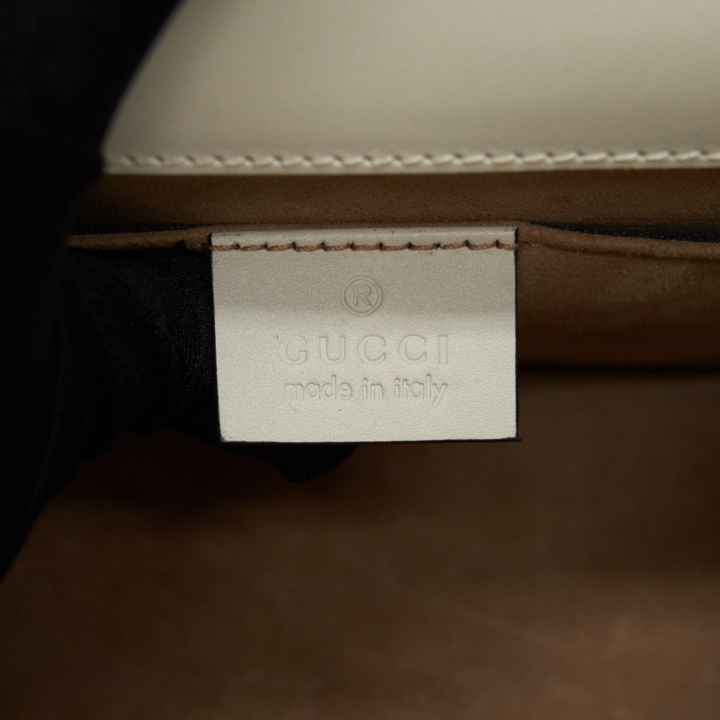 GUCCI SYLVIE EMBROIDERED MINI BAG WHITE