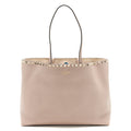 VALENTINO LARGE ROCK-STUD LEATHER TOTE PALE PINK