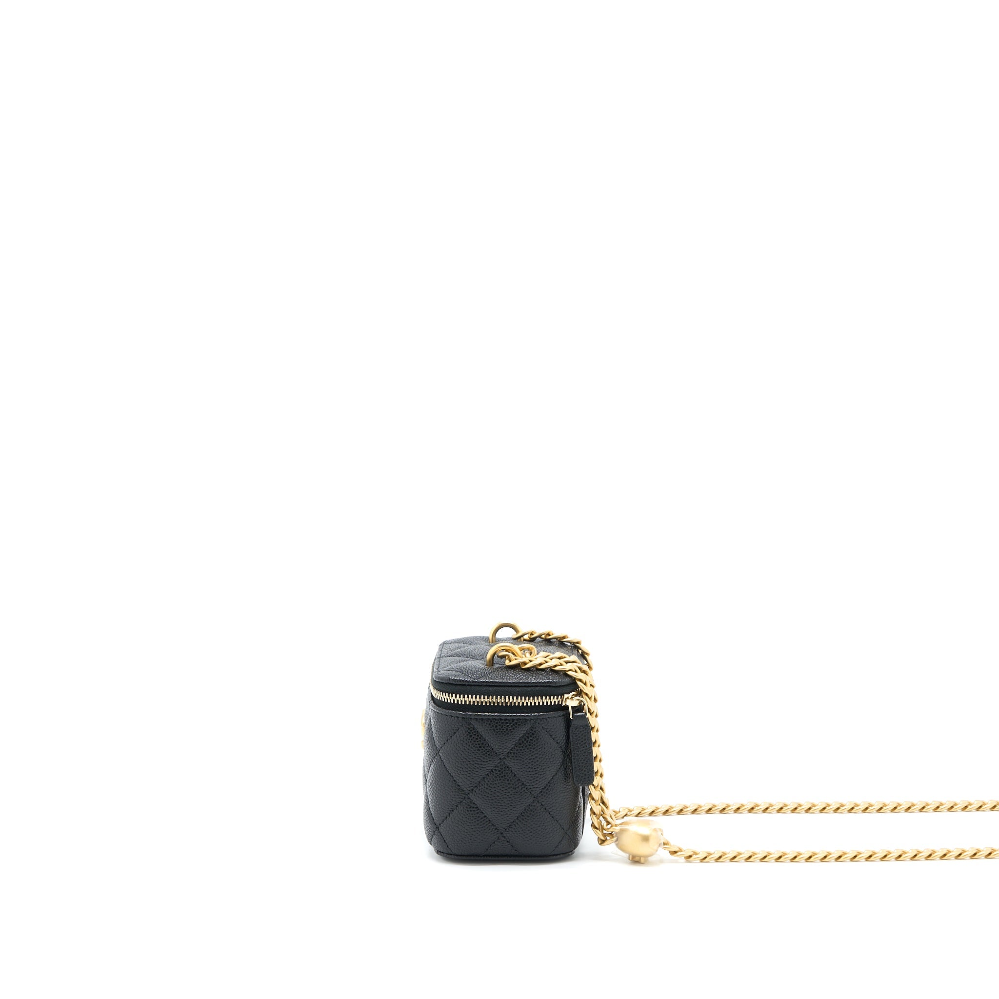 CHANEL 23P COCO LOVE MINI VANITY CASE CAVIAR BLACK GHW (MICROCHIP)