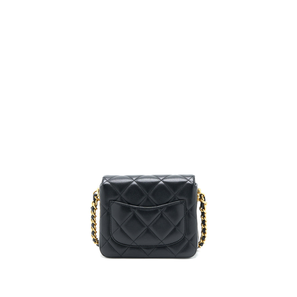 CHANEL 21B SEASONAL QUILTED SQUARE FLAP BAG LAMBSKIN BLACK BRUSHED GHW (MICROCHIP)