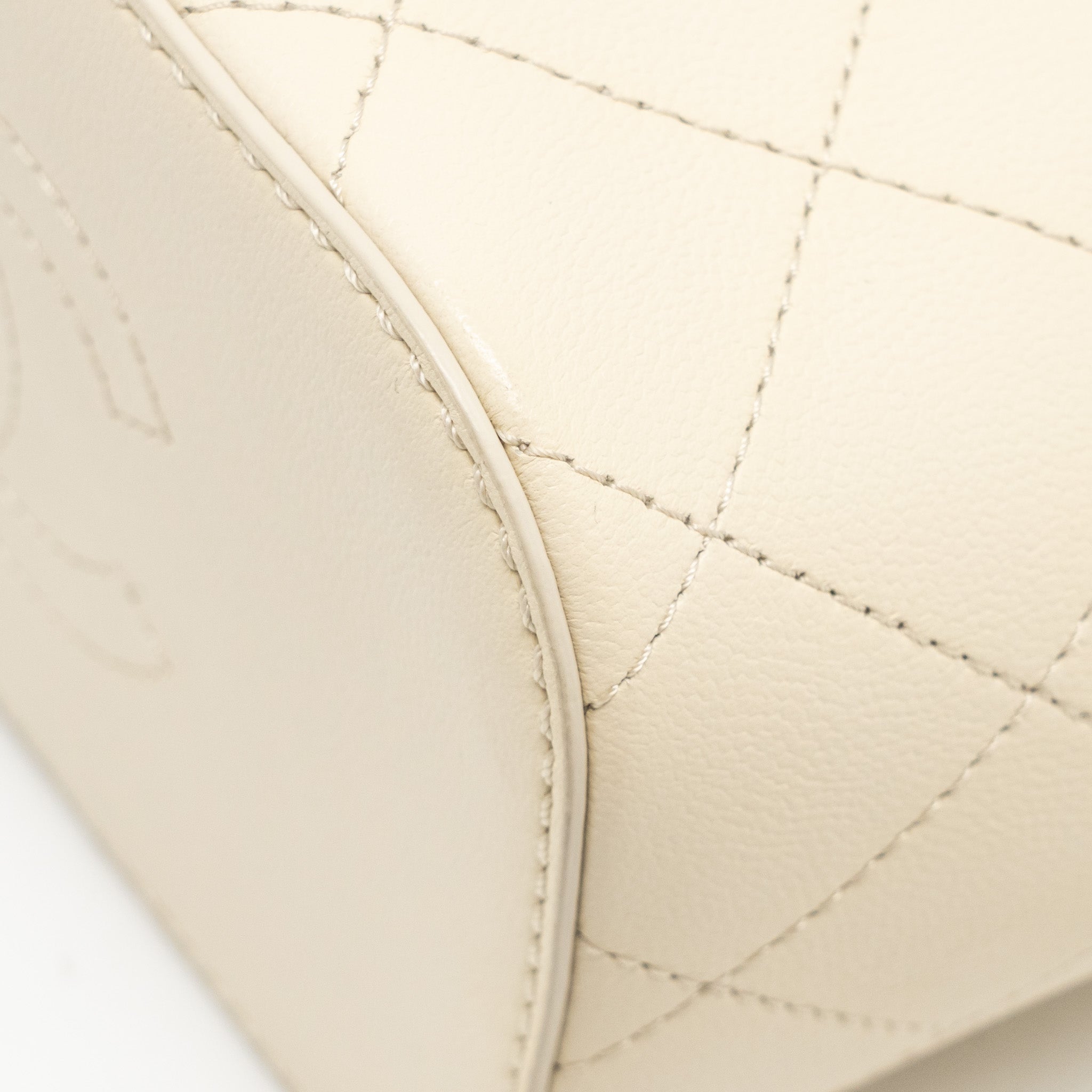 CHANEL BUCKET BAG LAMBSKIN CREAMY WHITE GHW