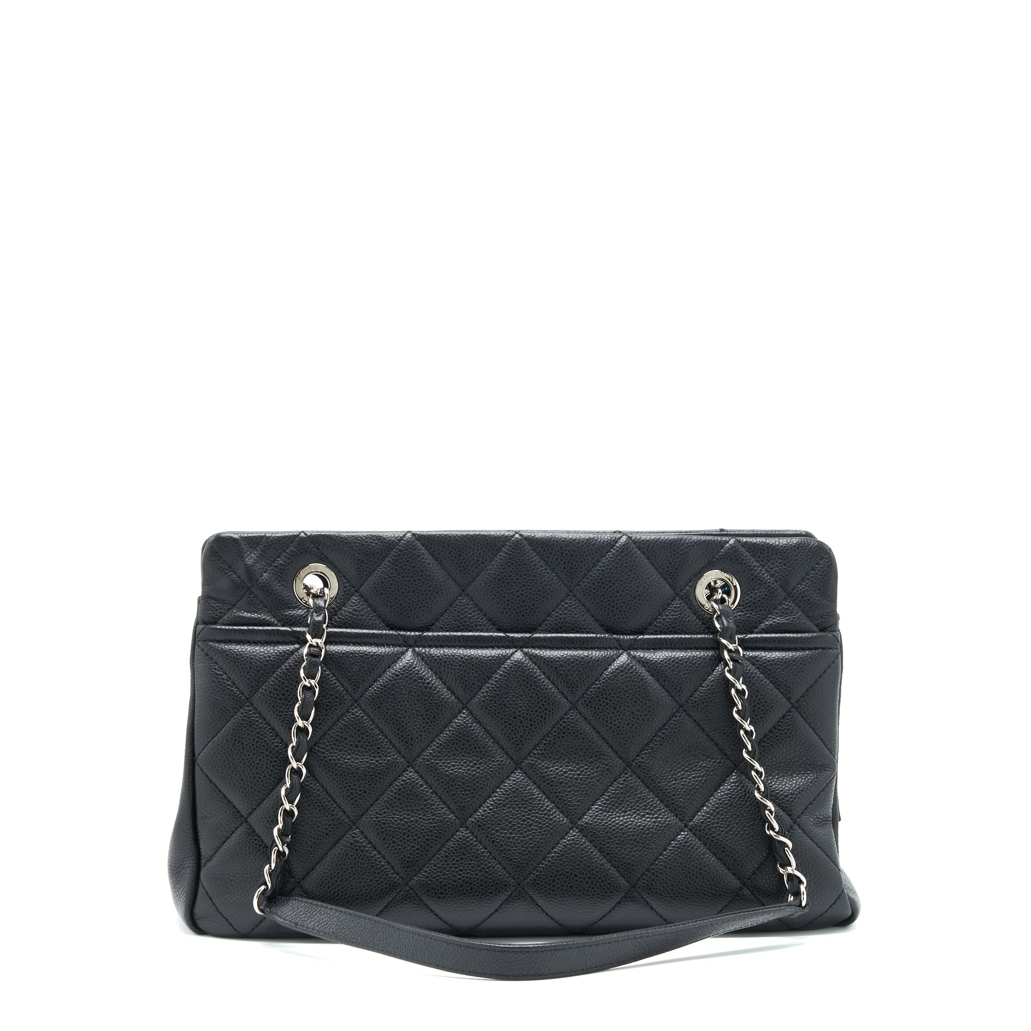CHANEL CC LOGO TOTE BAG CAVIAR BLACK SHW