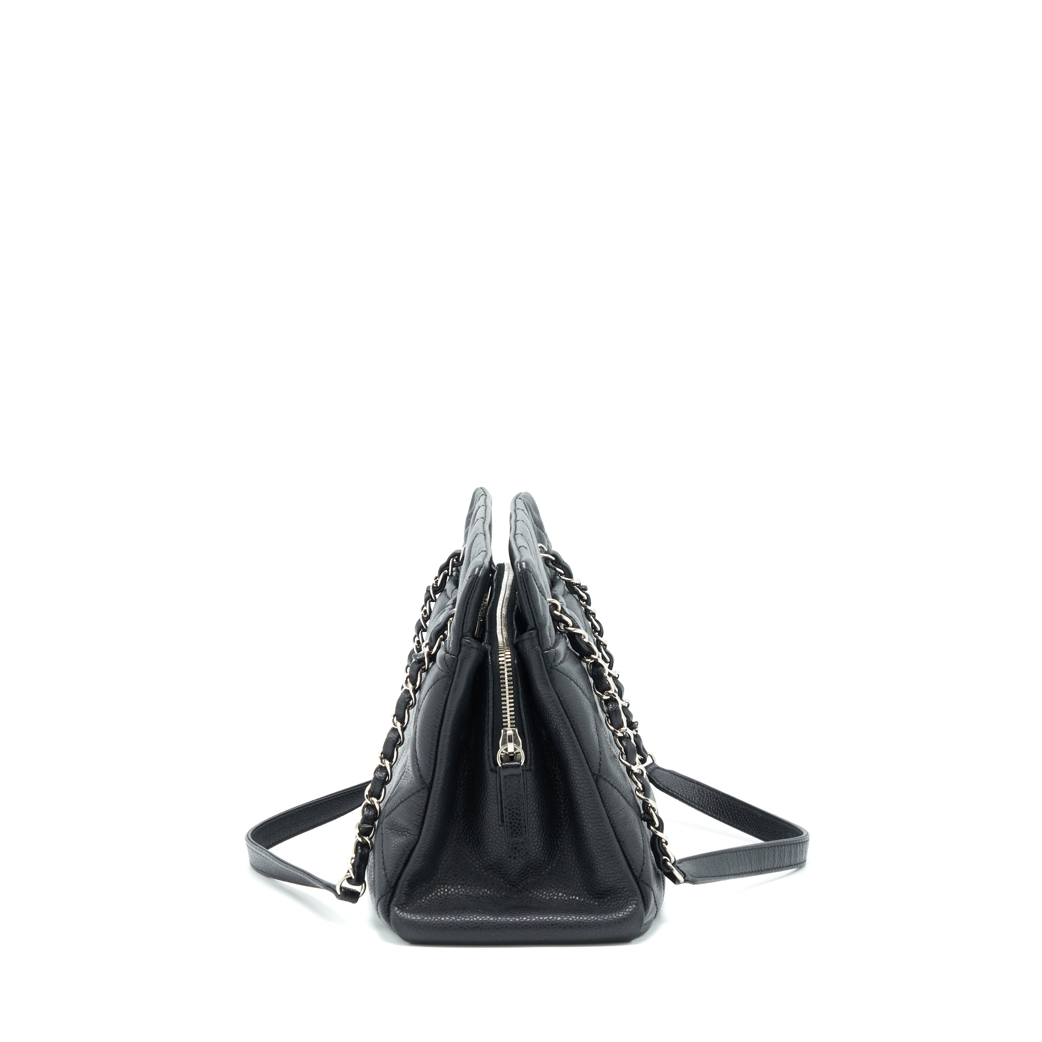 CHANEL CC LOGO TOTE BAG CAVIAR BLACK SHW