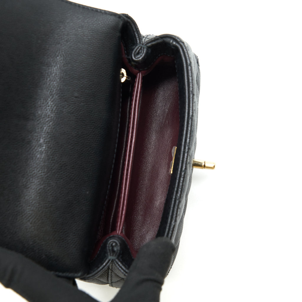 CHANEL MINI COCO HANDLE 20CM CAVIAR BLACK LGHW (MICROCHIP)