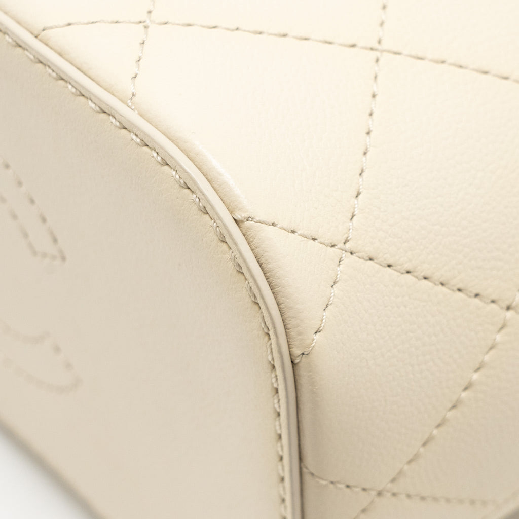CHANEL BUCKET BAG LAMBSKIN CREAMY WHITE GHW
