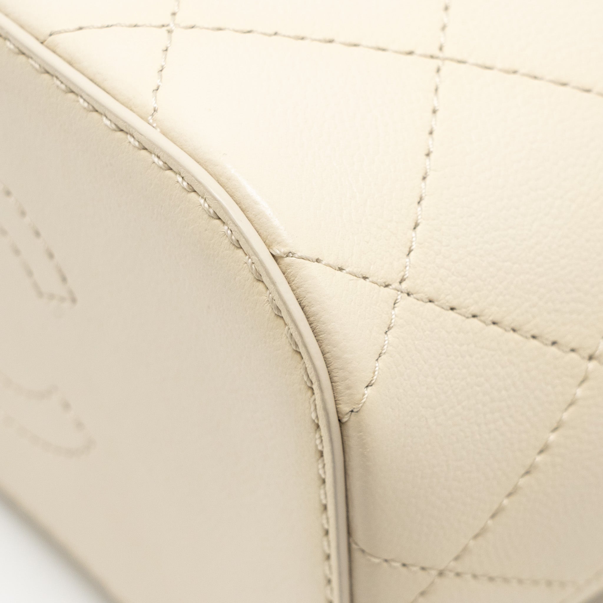 CHANEL BUCKET BAG LAMBSKIN CREAMY WHITE GHW
