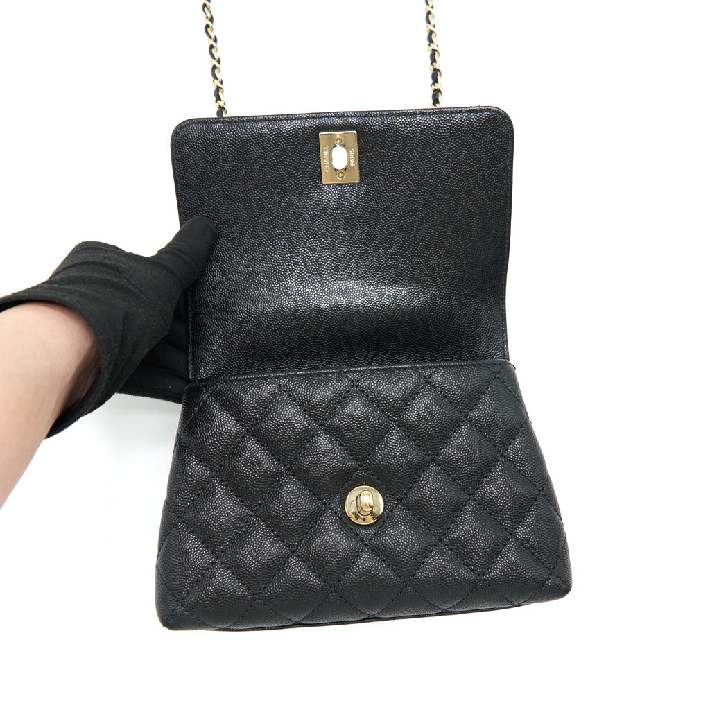 CHANEL MINI COCO HANDLE 20CM CAVIAR BLACK LGHW (MICROCHIP)