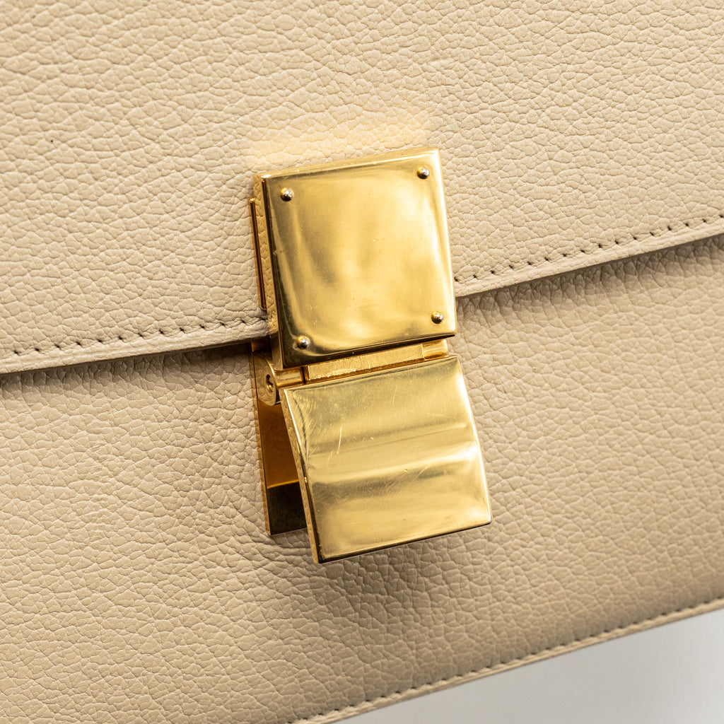 CELINE MEDIUM CLASSIC BOX BAG GOATSKIN BEIGE GHW