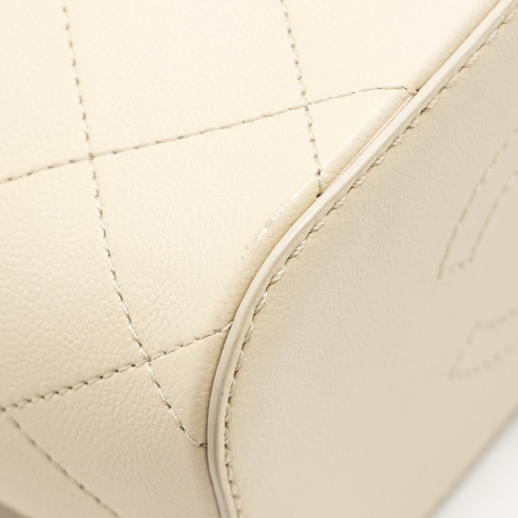CHANEL BUCKET BAG LAMBSKIN CREAMY WHITE GHW