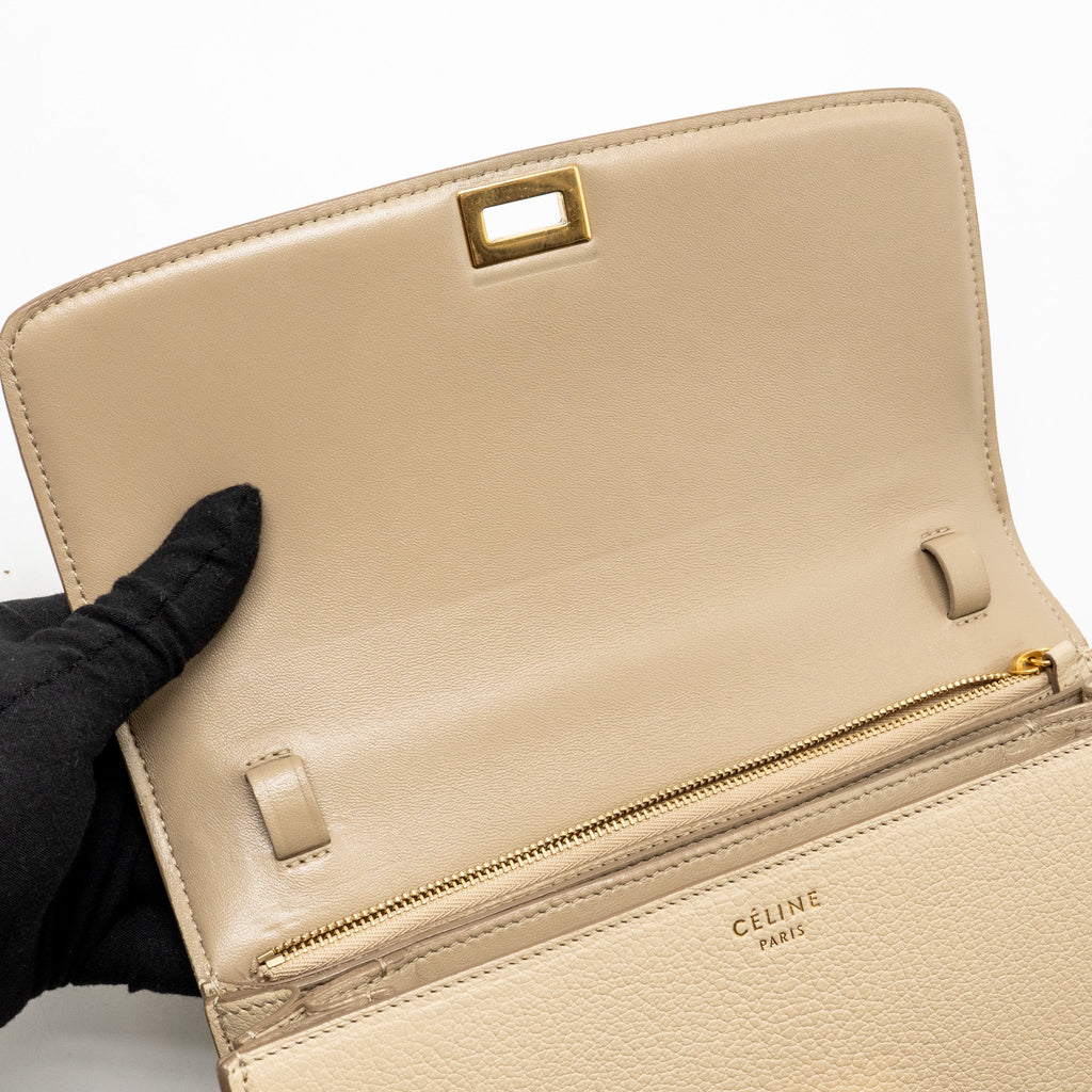 CELINE MEDIUM CLASSIC BOX BAG GOATSKIN BEIGE GHW