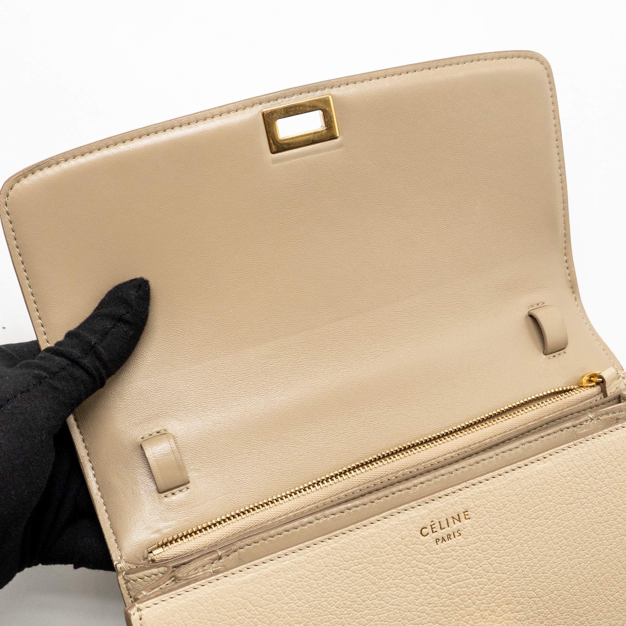CELINE MEDIUM CLASSIC BOX BAG GOATSKIN BEIGE GHW