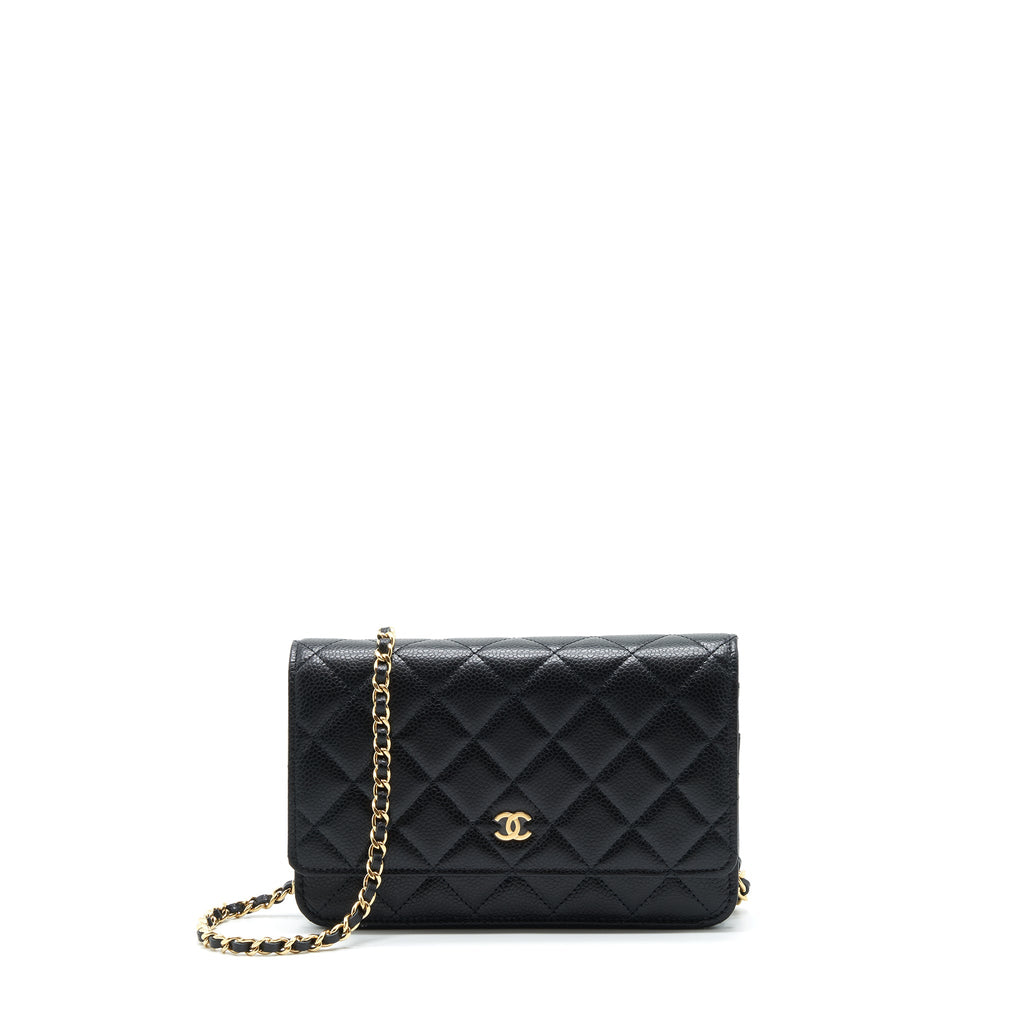 CHANEL CLASSIC WALLET ON CHAIN CAVIAR BLACK LGHW (MICROCHIP)