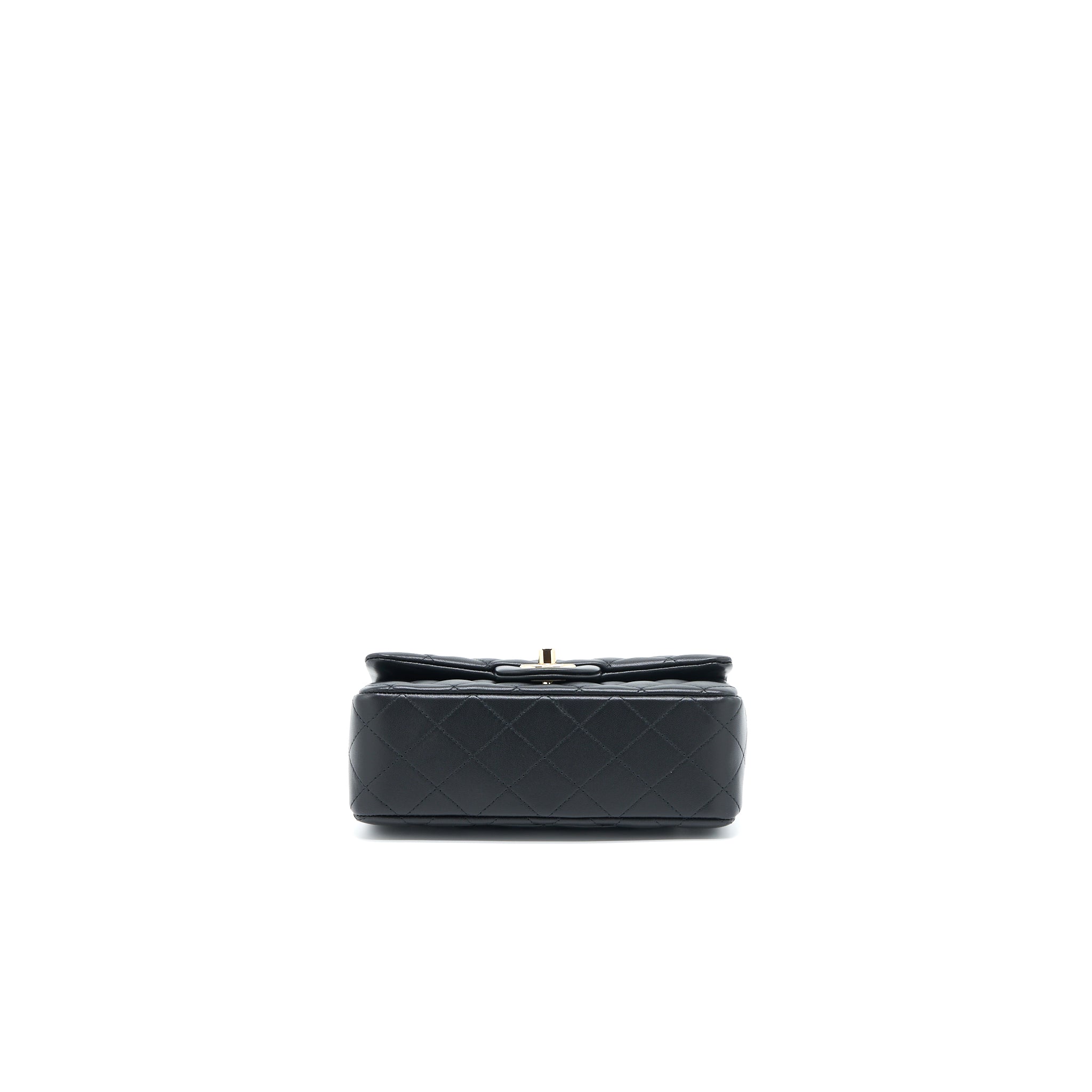 CHANEL TOP HANDLE MINI RECTANGULAR FLAP BAG LAMBSKIN BLACK LGHW (MICROCHIP)