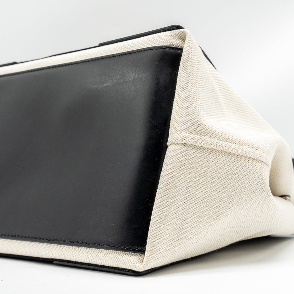 BALENCIAGA CABAS TOTE BAG CANVAS/CALFSKIN NATURAL/BLACK SHW