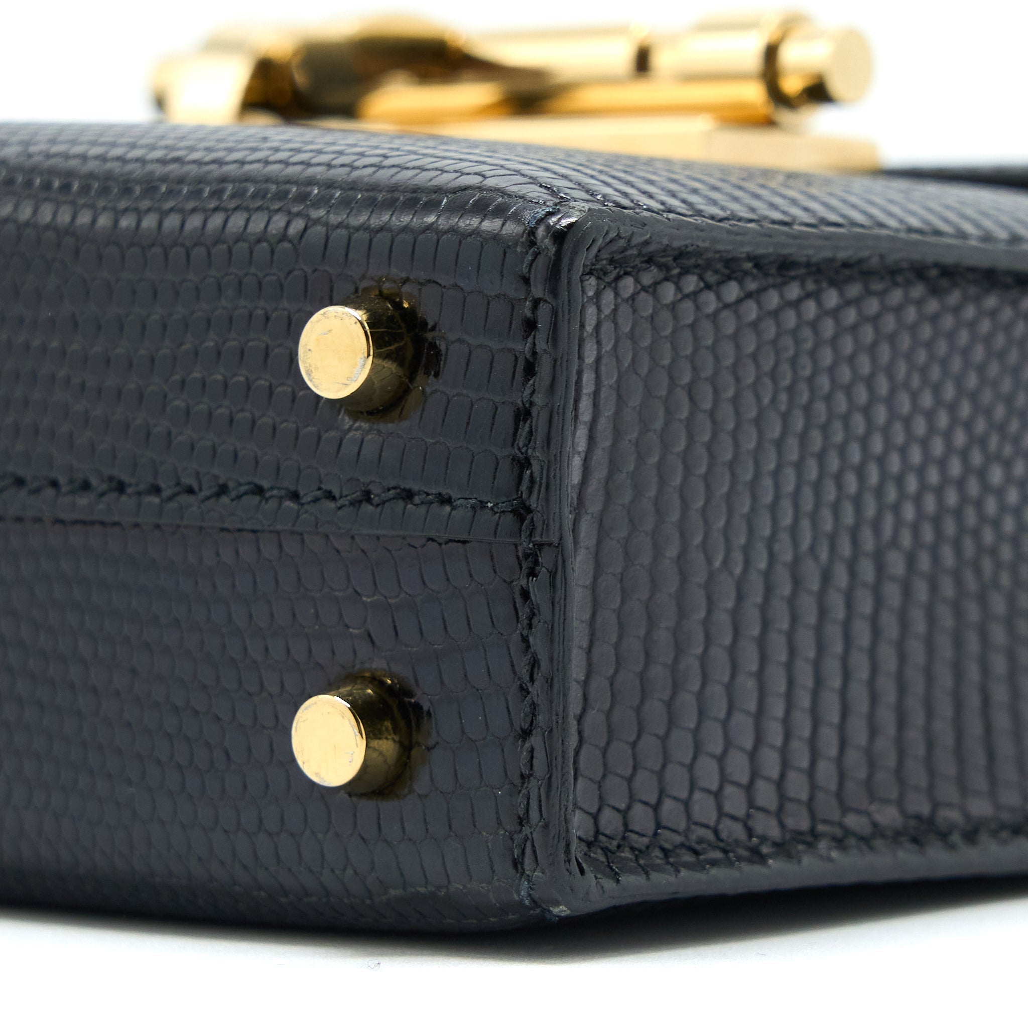 HERMES MINI VERROU LIZARD BLACK GHW