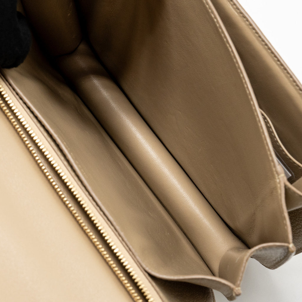 CELINE MEDIUM CLASSIC BOX BAG GOATSKIN BEIGE GHW